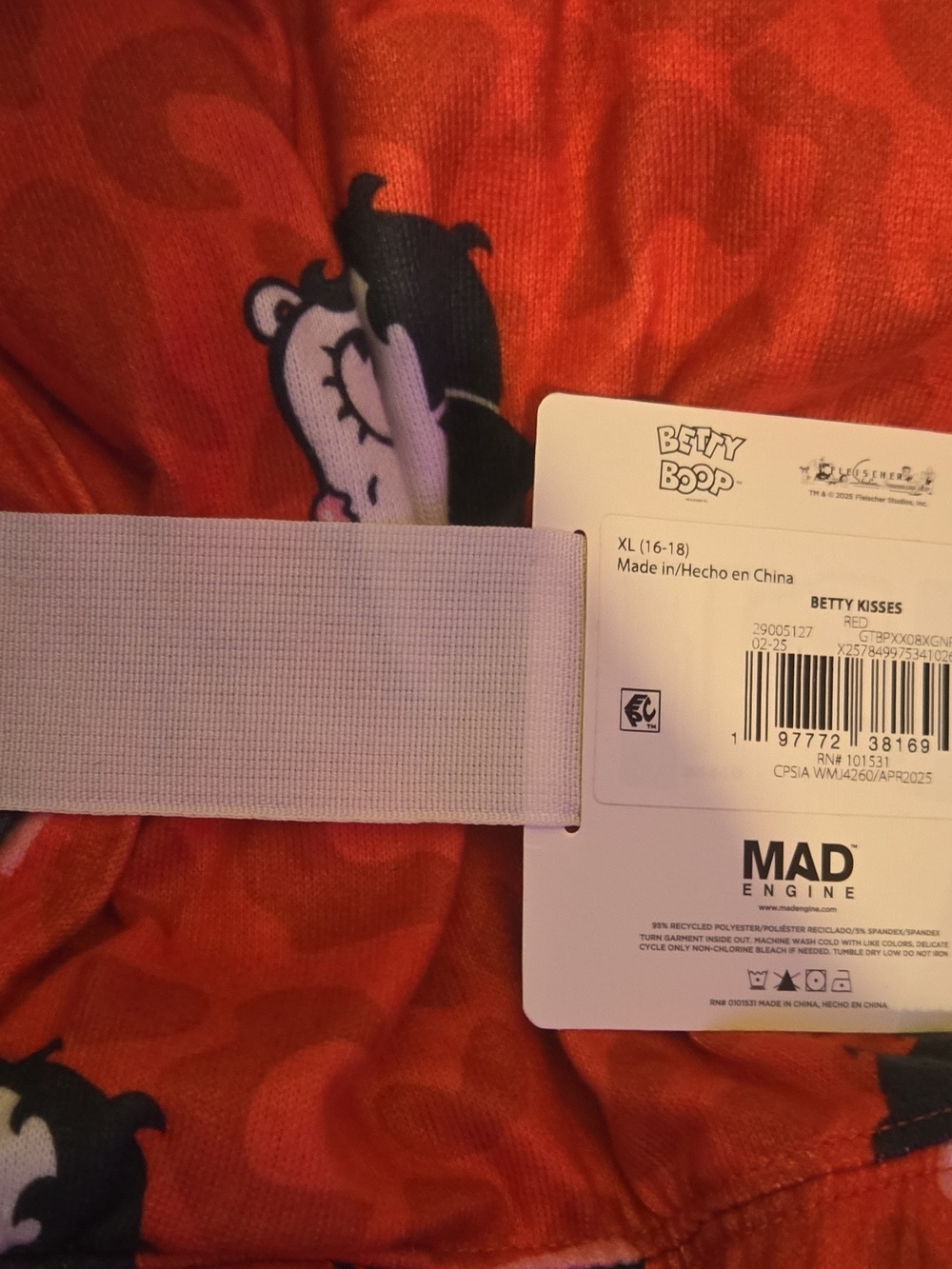 Betty Boop Red Pajama Sleep Pants with Character Print - Picture 3 of 4